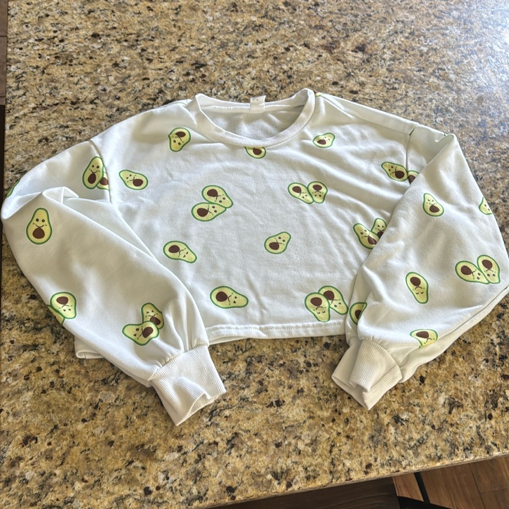 Girls cropped avocado sweatshirt